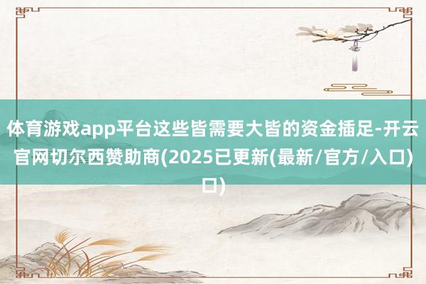 体育游戏app平台这些皆需要大皆的资金插足-开云官网切尔西赞助商(2025已更新(最新/官方/入口)